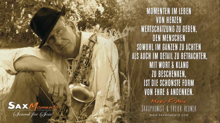 Heiko Frehse, Saxophonist & Freier Redner rund um Hamburg, Bremen und Hannover.